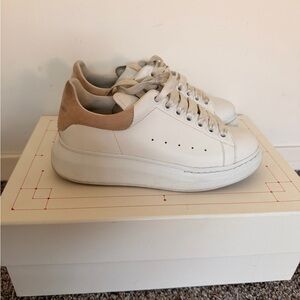 Alexander McQueen White and Tan Sneakers